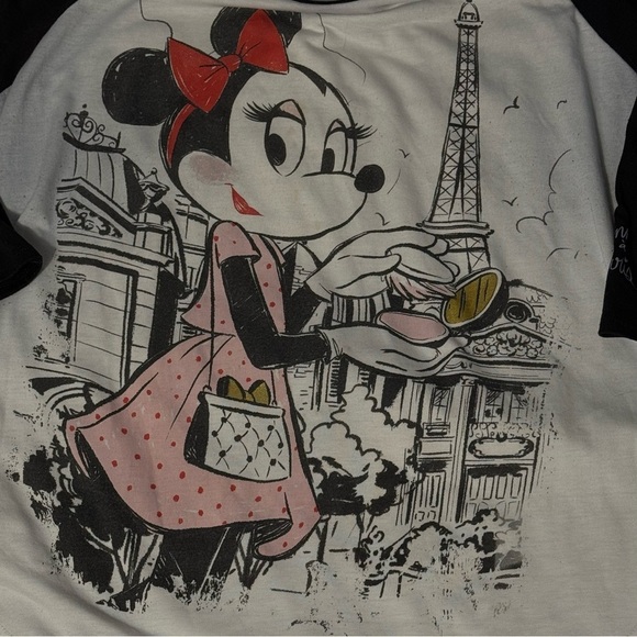 Disney Minnie in Paris 3/4 Sleeve Baseball Tee XL - Picture 9 of 9